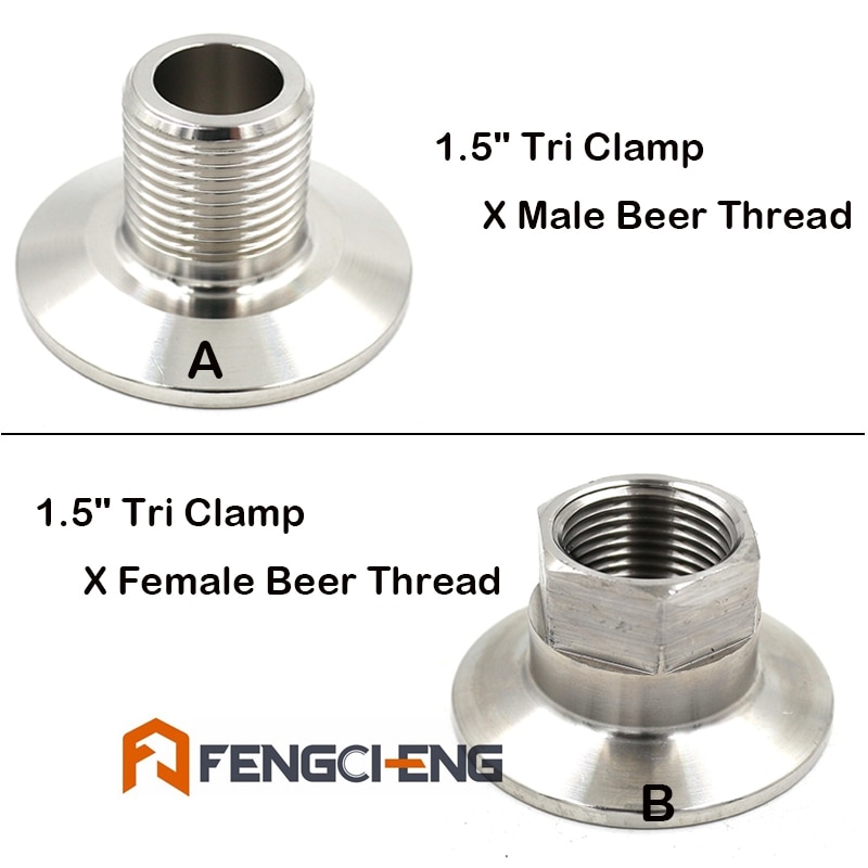 1.5"Tri Clamp X Beer Thread 304 Stainless Sanitary Homebrew Beer Hardware