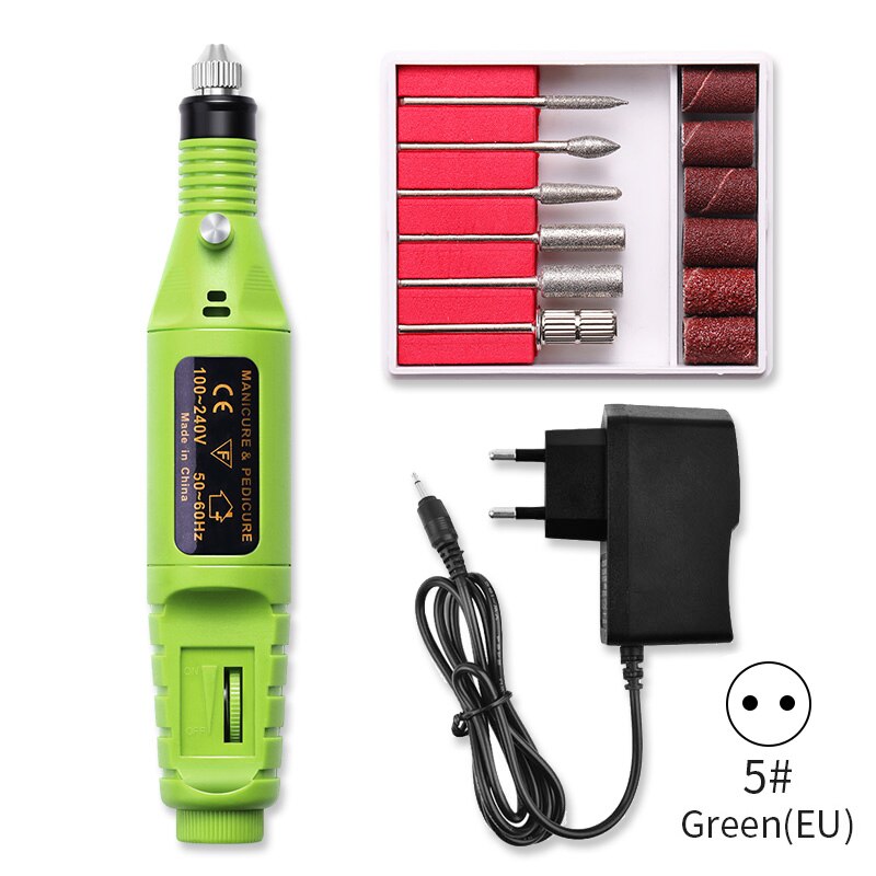Kit de perceuse à ongles électrique professionnelle, Machine à poncer, polissage et meulage, stylo pour Nail Art, lime et pédicure, outil pour Nail Art, 1 Kit: 5