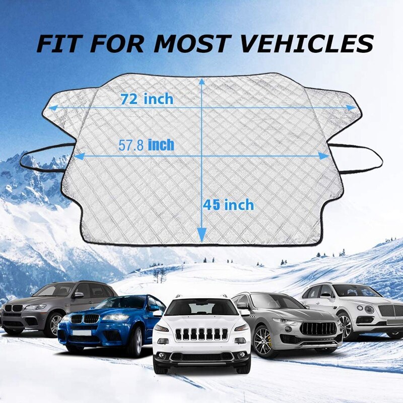 Car Windshield Snow Cover, 147 x 116 cm Frostguard Windshield Cover, Windshield Snow Ice Cover with 3 Layers Protection and Uniq