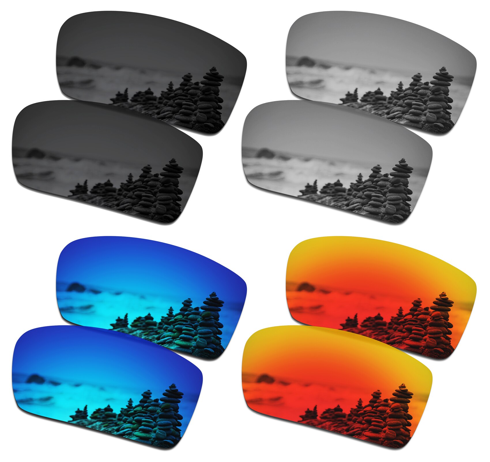 SmartVLT Polarized Replacement Lenses for Oakley Gascan Sunglasses - Multiple Options: BlackSilverBlueRed