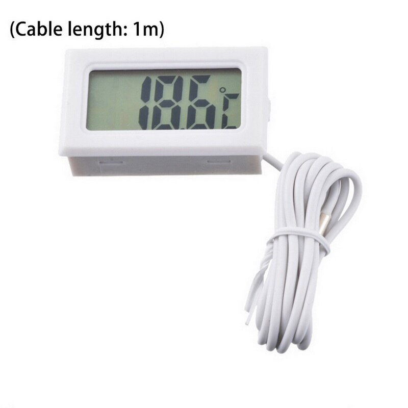 1pc Mini Humidity Sensor LCD Backlight Temperature Instruments Thermostat Outdoor Weather Station Digital Thermometer: 1M White