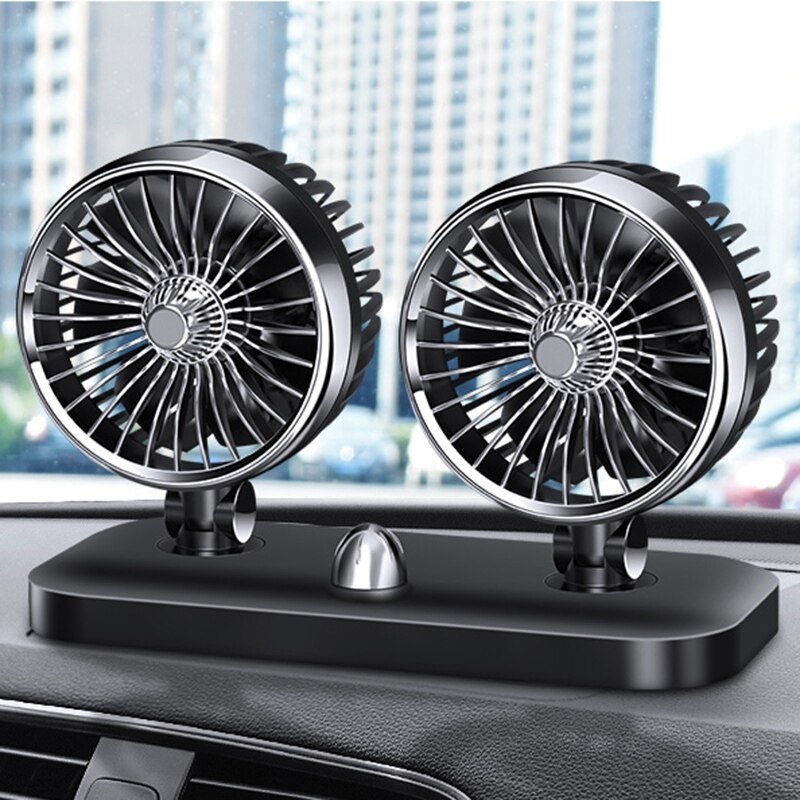 12V Car Portable Double-Headed Electric Air Fan Adjustable Suction Cup Fan Cooler Strong Wind Vehicle Cooler