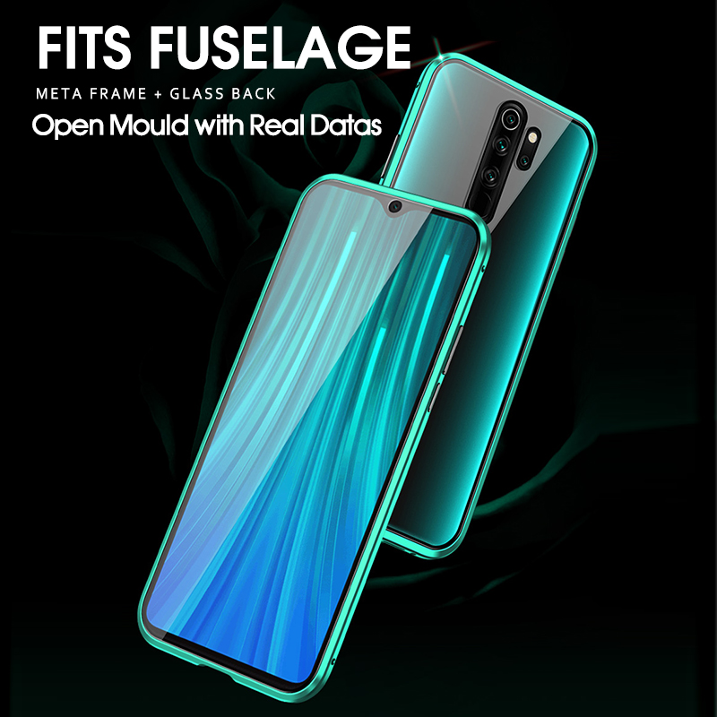 360 Bescherming Magnetische case Voor xiaomi redmi note 8 pro note8 note8pro Dubbelzijdig gehard Glas cover Metal Absorptie coque