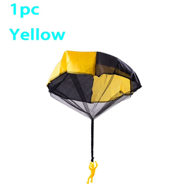 2 Stuks Hand Gooi Soldaat Parachute Speelgoed Indoor Outdoor Games Voor Kinderen Mini Soldaat Parachute Fun Sport Educatief Speelgoed jongen: 1pcs Yellow