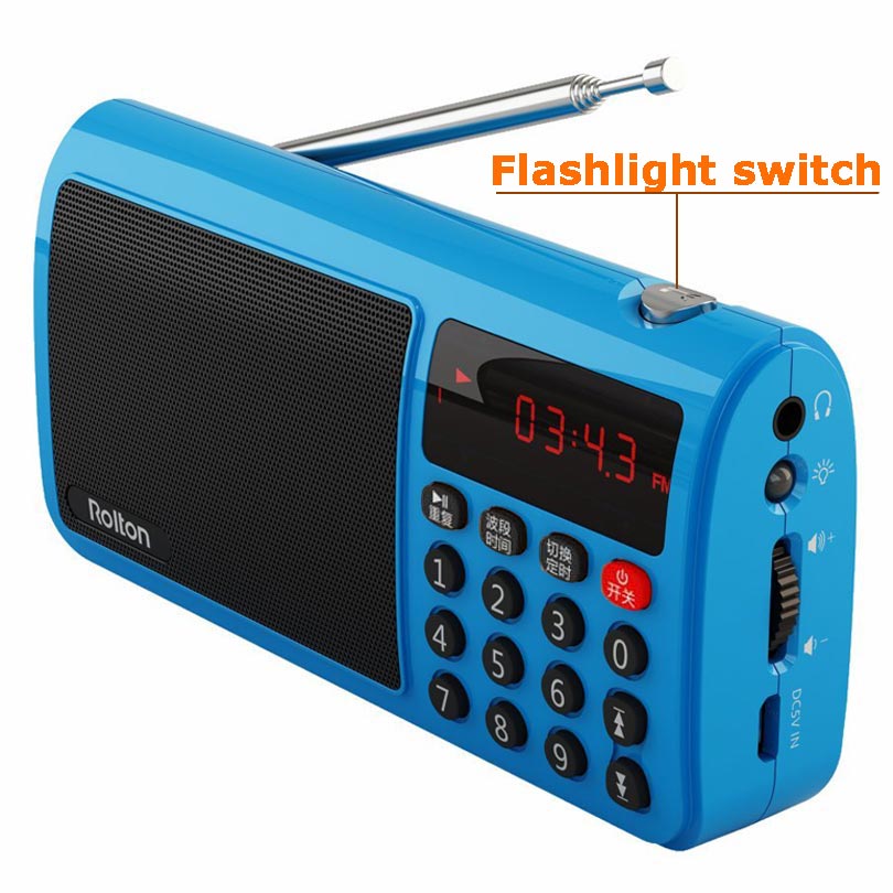 Rolton T50 TF Card Speaker Portable World Band Radio FM/AM/SW Mp3 Speaker WAV Music Player And Flashlight for PC iPod Column