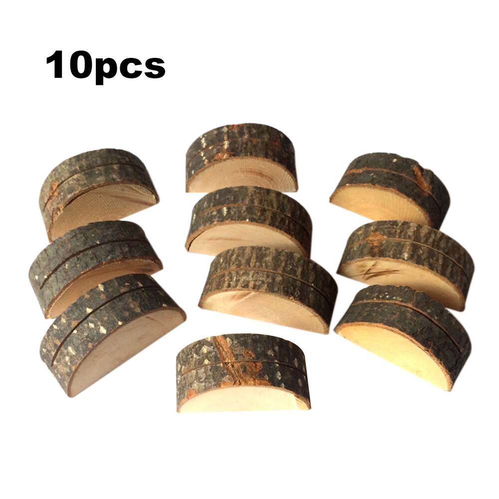 10 stks/set Houten Base Rustieke Bruiloft Tafel Nummer Stand Plaats Naam Memo Card Stand Houder DIY Thuis Bruiloft Decor