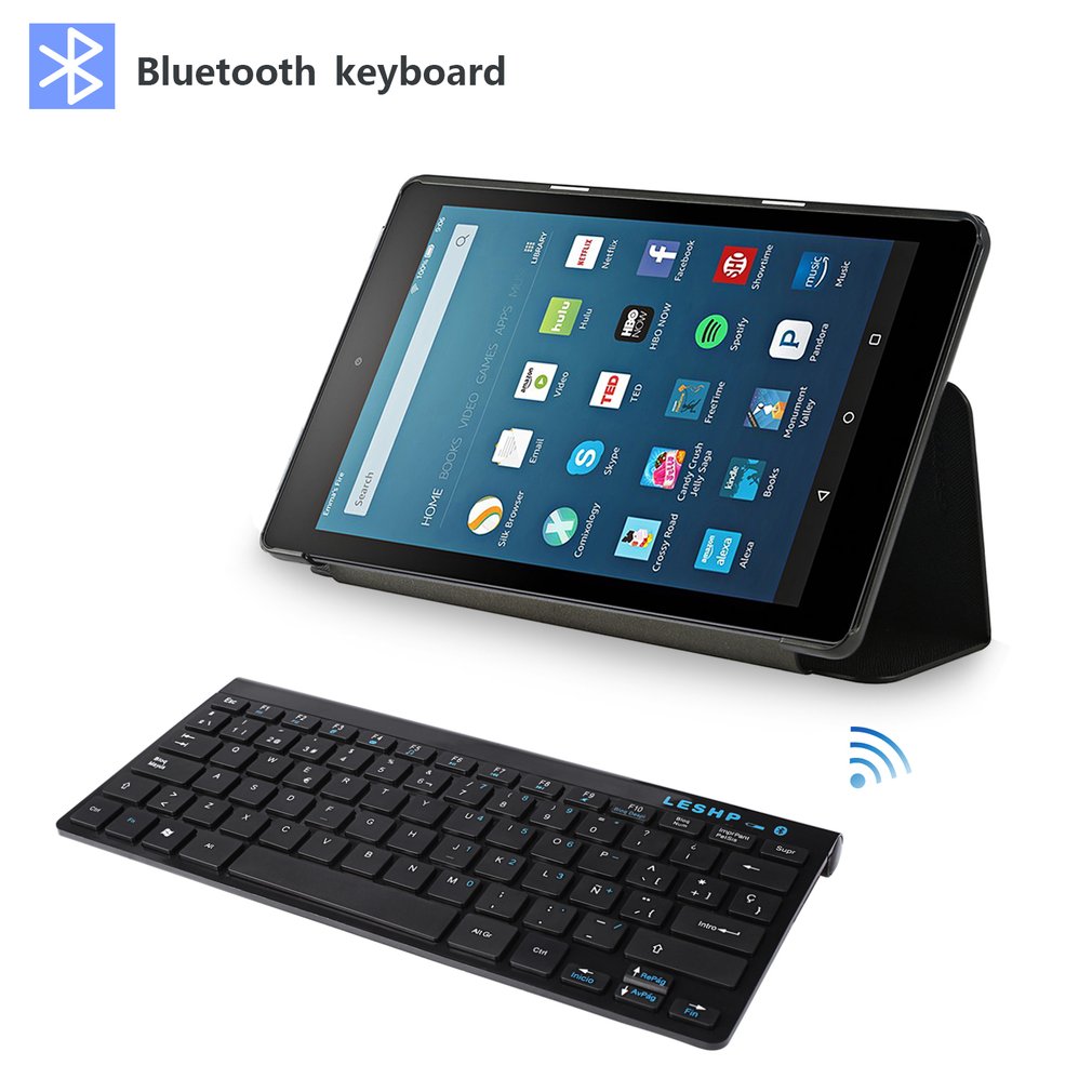 LESHP Universal Compact Durable Slim Portable Wireless 3.0 Keyboard With Built in Rechargeable Battery