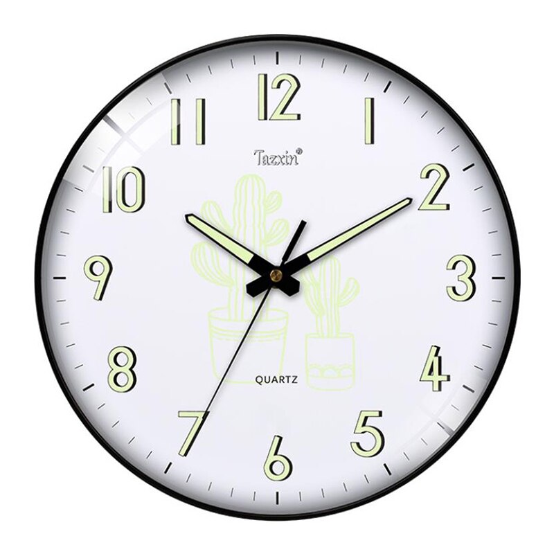 12 Inch Luminous Wall Clock Wood Nordic Wall Clock Silent Mechanism Non Ticking Clock With Night Light ABS Deco: F / 14 INCH