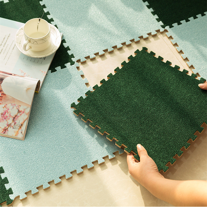 Tapete de camurça para crianças, tapete infantil de camurça com espuma eva interlock alfombra infantil de 30x30cm