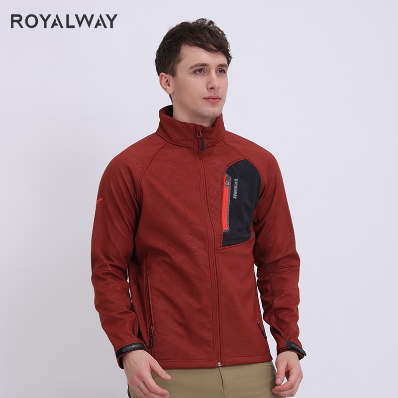 ROYALWAY Neue Softshell-jacke Männer Wasserdicht Wandern Regen Mantel Angeln Stehkragen draussen Camping Wandern Weiche Hülse