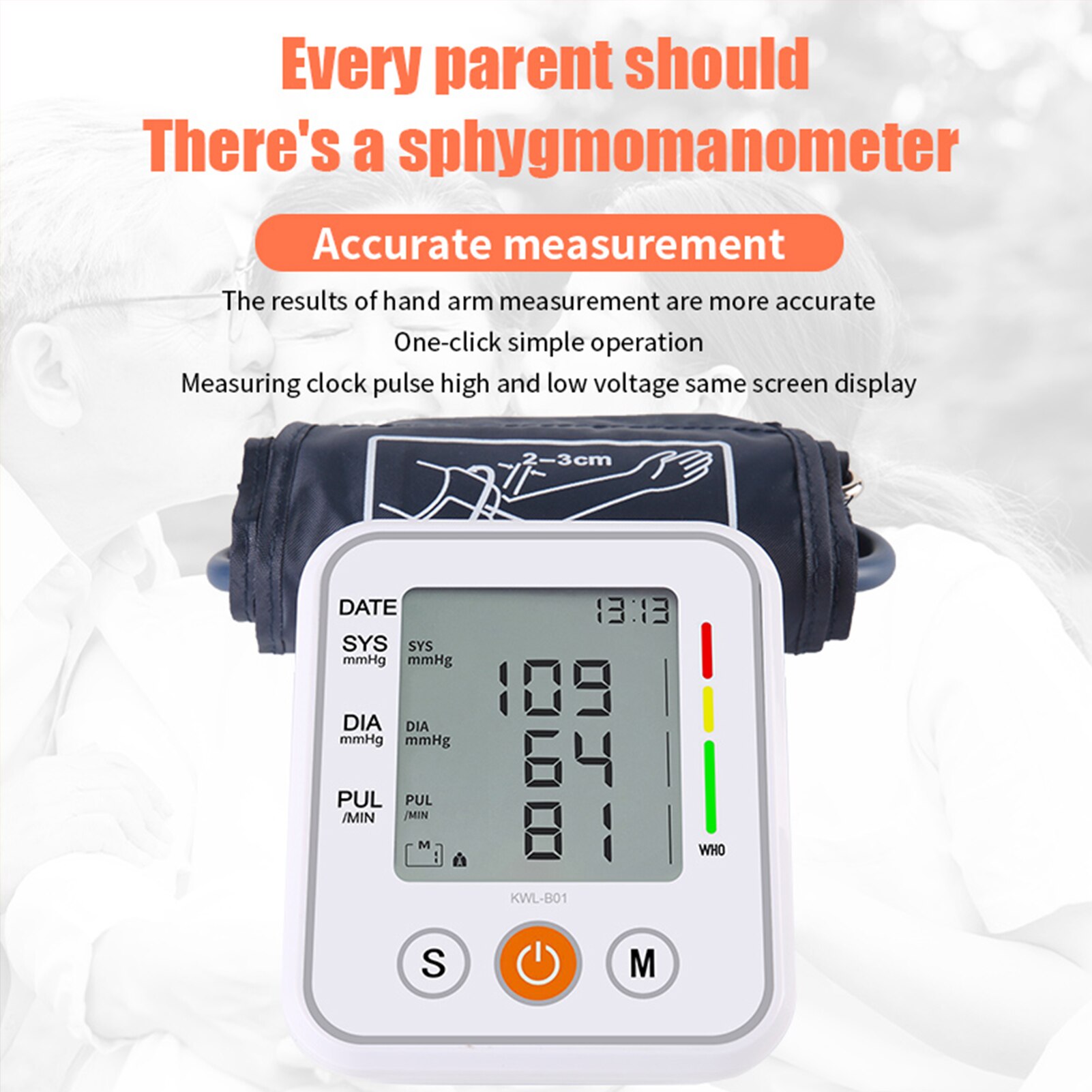 Portable Home Arm Band Sphygmomanometer Blood Pressure Monitor Tonometer Accurate Measurement Blood Pressure Voice Broadcast