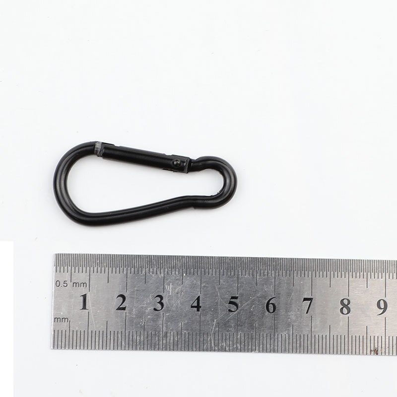Practical 10 Pcs Black D Shaped Aluminum Alloy Carabiner Hook Keychain Climbing Equipment Karabiner Mosqueton