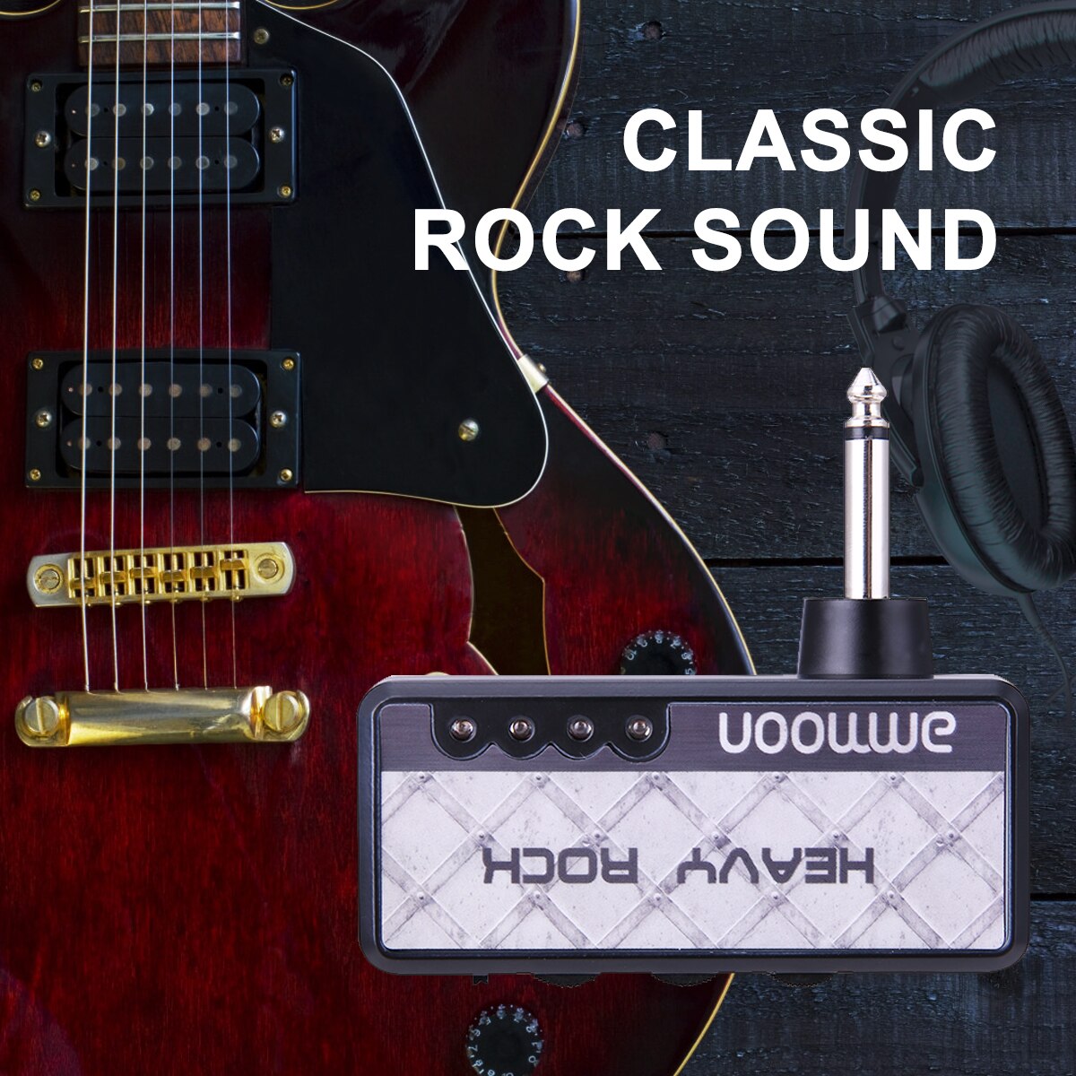 Guitar Headphone Amplifier Amp Headphone Jack &amp; Aux In with Classic Rock Distortion Effect Built-in Rechargeable Battery