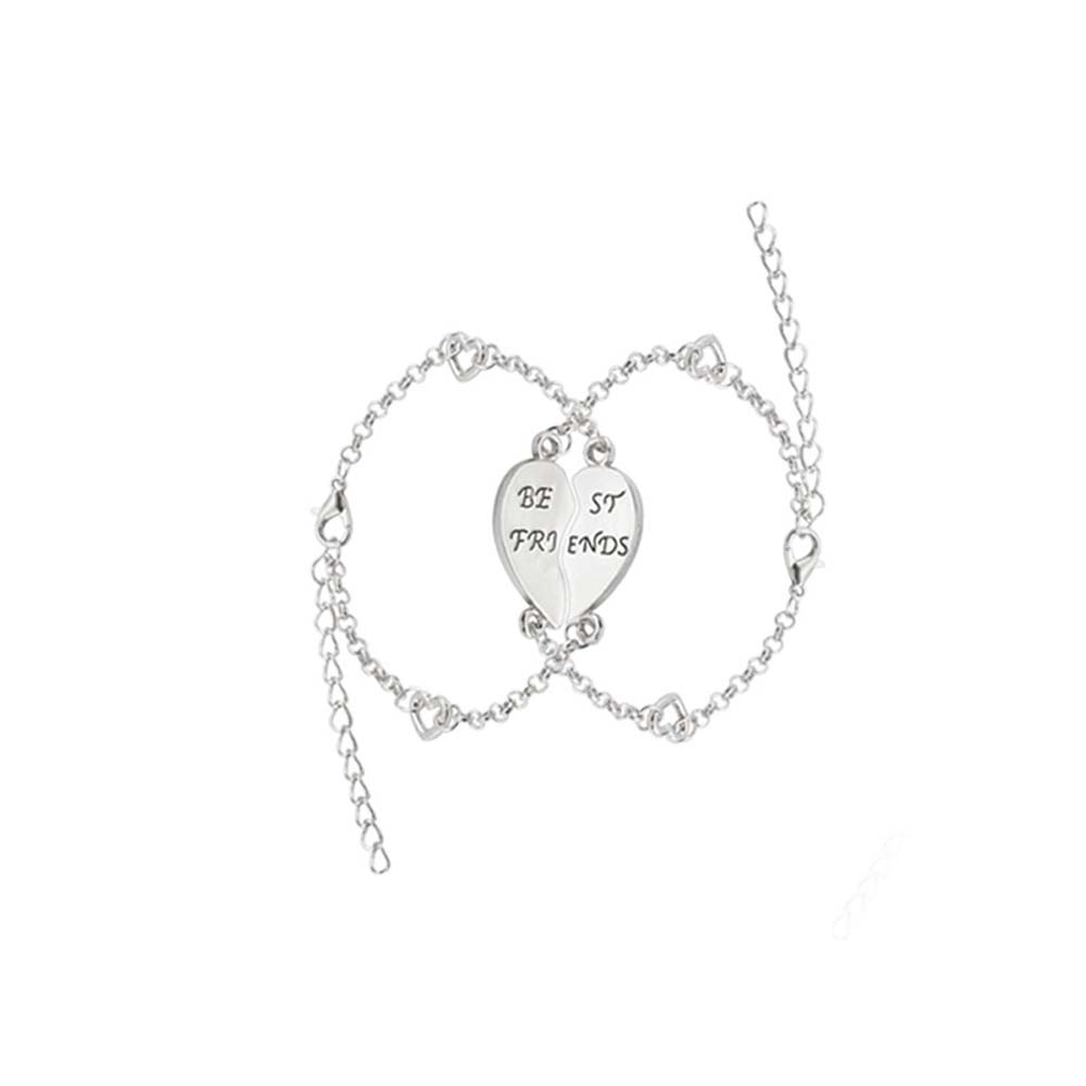 Charm 2 stks/paar Beste Vrienden Armbanden Goud Zilver Kleur Puzzel Hart Armbanden Vriendschap Sieraden Voor Vrouwen Meisjes Accessoire: Best Friends silver