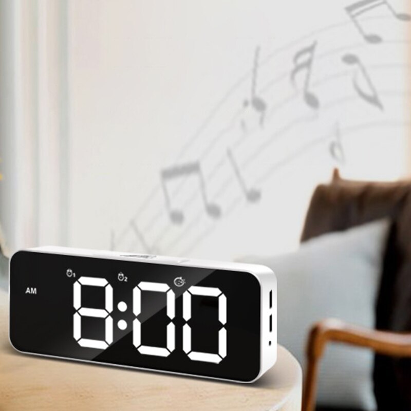 AT69 -Digital Wecker, Sound Control,Dual Alarme, 12/24 H, Volumen & Helligkeit Einstellbar, aufladbare Backup-Batterie