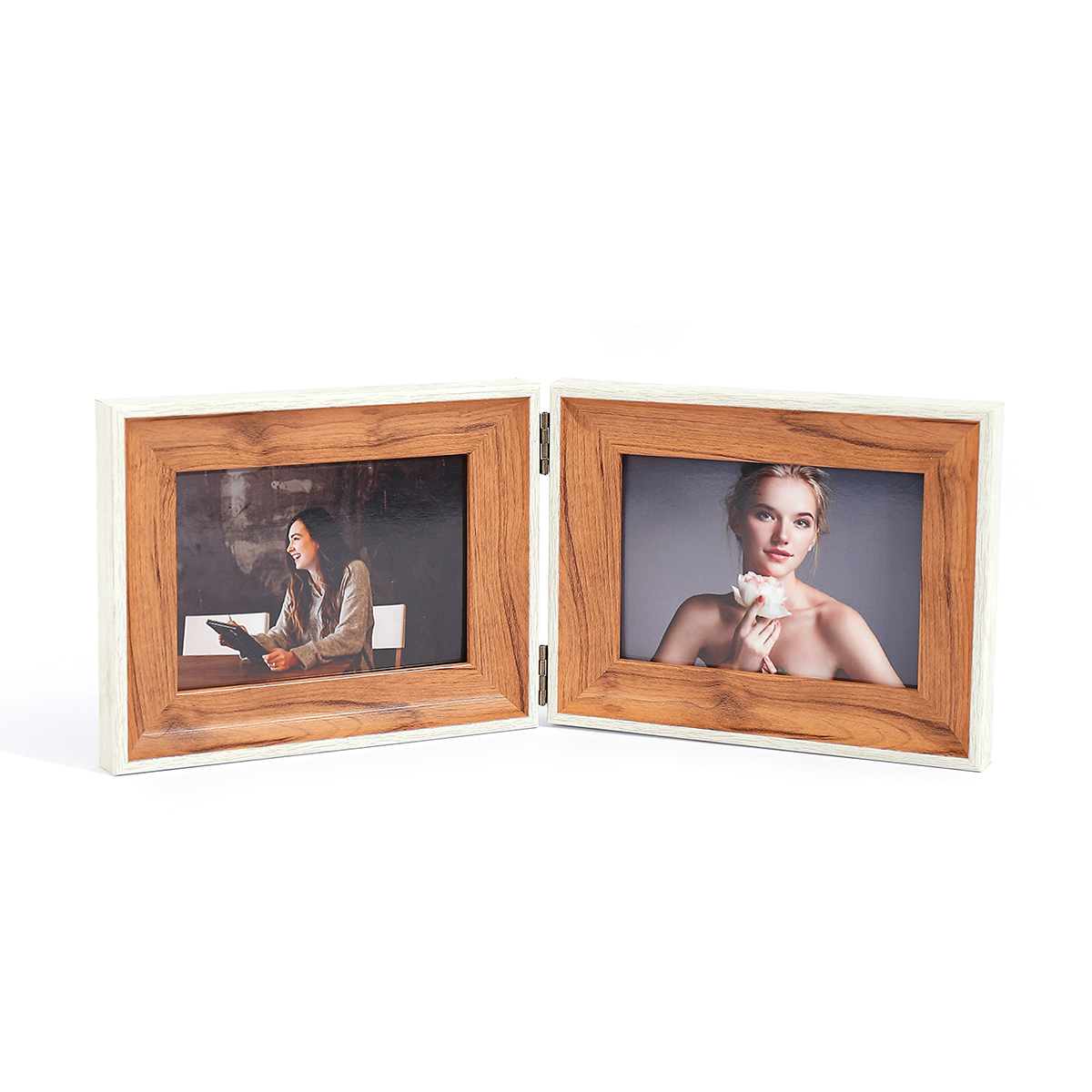 Cadre articulé pliant horizontal 1 pièce, affichage de bureau à domicile, pour l'art, affichage de photos, cadre en plastique, double cadre: YELLOW