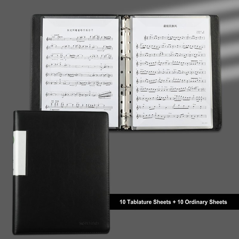 PU Leather Ring Binder A4 Paper Music Tablature Document Organizer File Folder Transparent Sleeves Sheet Protector Binder Folder