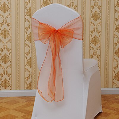 Organza bryllup stole søjler sløjfebetræk stole tyl til arrangementer & fest banket juledekoration mintgrøn: Orange