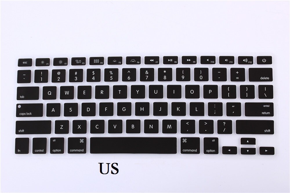 Ue usa angielska klawiatura skóra dla Macbook Pro 13 15 CD ROM A1278 A1286 klawiatura pokrywa szczupła wodoodporna folia ochronna skóry: US-Black