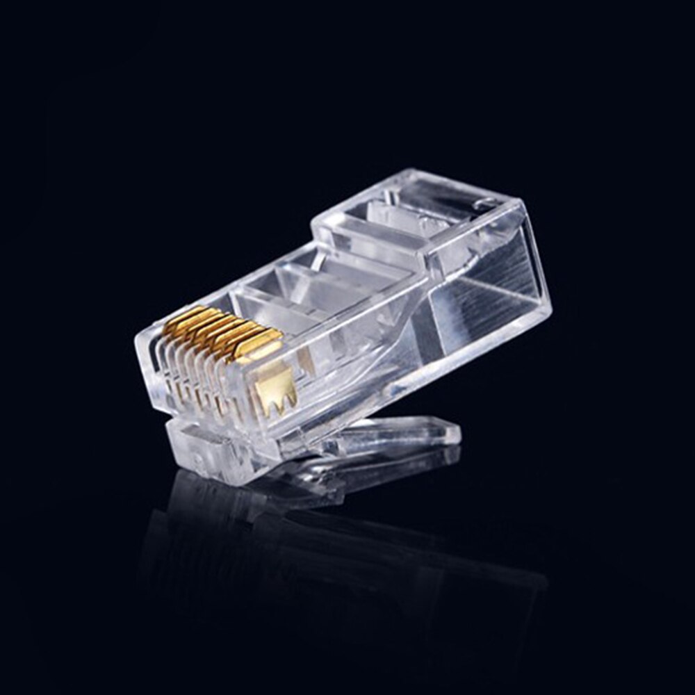100PCS RJ45 8P8C CAT6 Crystal Head Modular Plug Gold Plated Network Connector