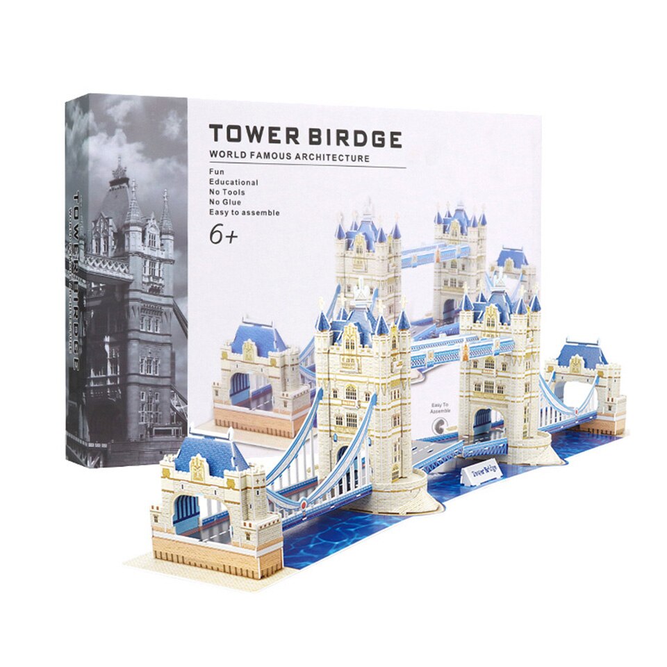 Grote Maat 3D Wereld Architectuur Puzzels Intellectuele Ontwikkeling Papier Diy Attracties Souvenirs Kids Speelgoed: Tower Bridge