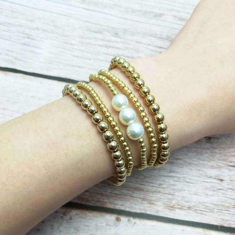 Zwpon 5 -teiliges set ccb-perlenarmbänder, armreifen aus kunststoffperlen, verstellbare elastische armbänder für damenschmuck