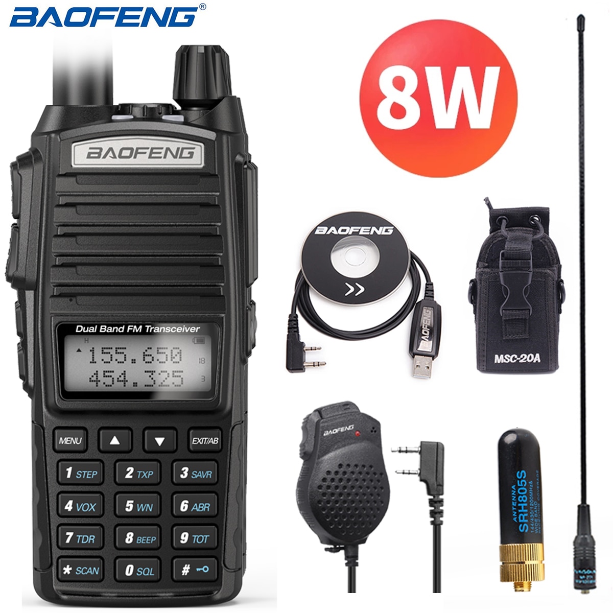 Baofeng UV-82 5W Draagbare Radio Walkie Talkie Uv 82 Dubbele 2 Ptt Dual Band Vhf/Uhf 136- 174/400-480 Mhz UV82 Twee Manier Cb Ham Radio