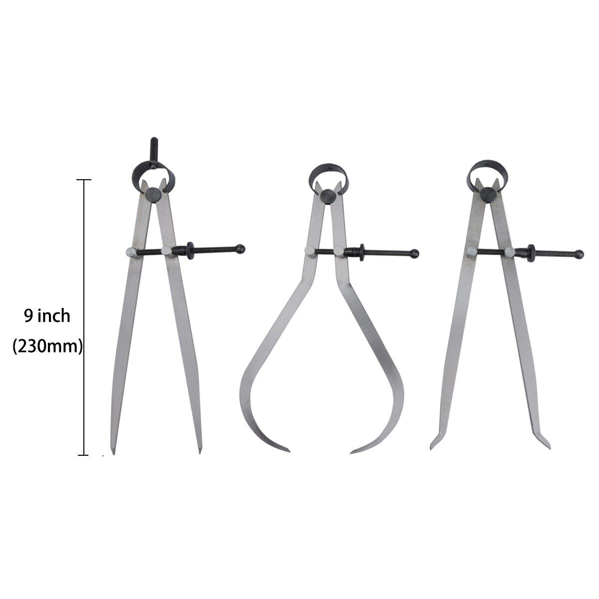 Spring Inside Outside Divider Caliper Set 9.8-inch Machinist Tools 3-pack