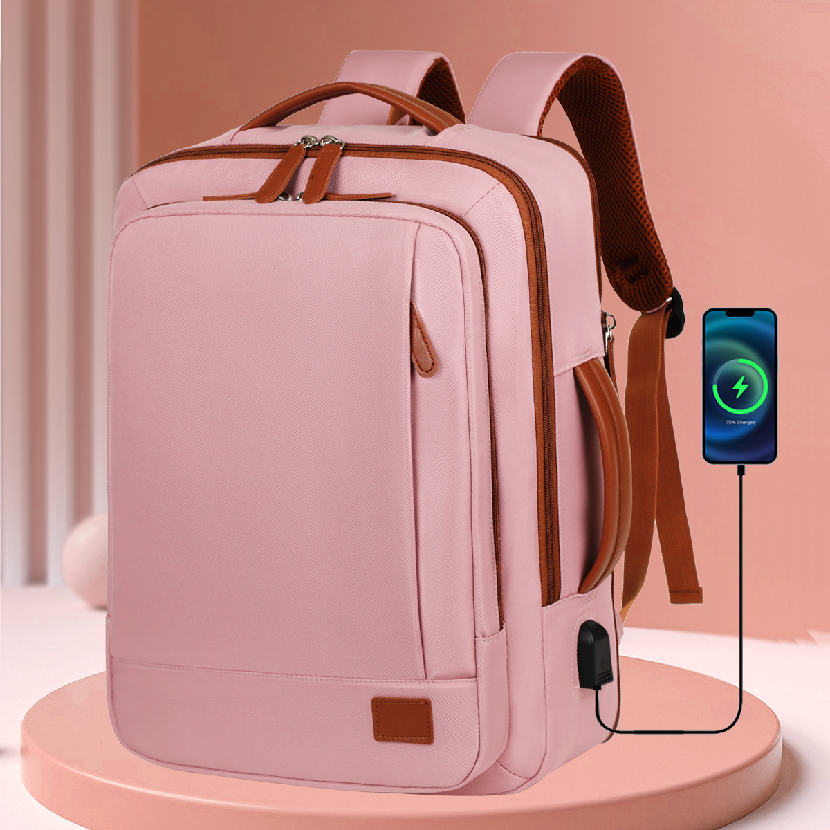 The Unisex Backpack for Short-Distance Business Trips, Lightweight Travel Bag, Computer School Bag Storage Bag Combination: Pink
