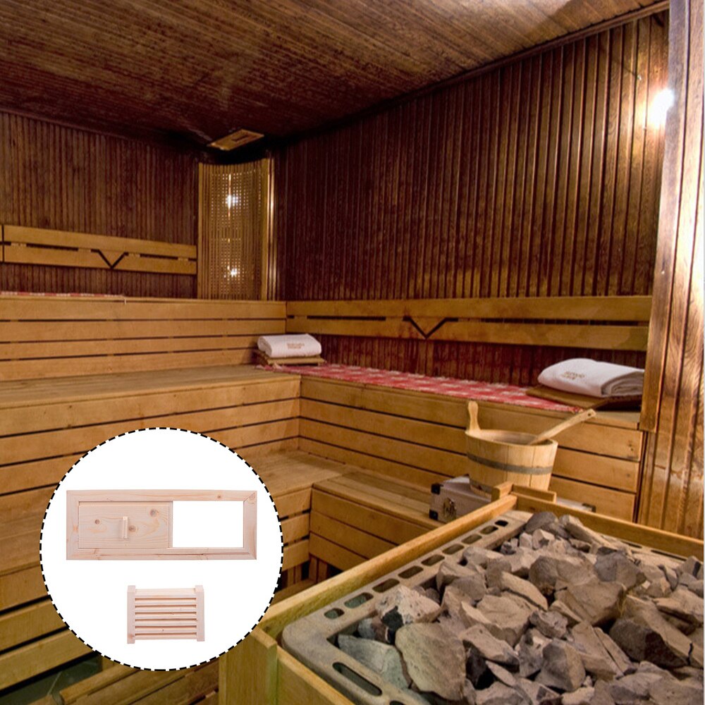 1 sæt sauna rum lukker vindue praktisk cedertræ sauna luft udluftning glidende gitter