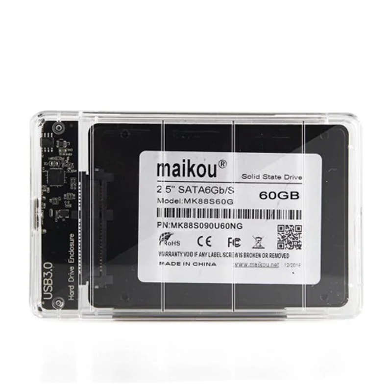 Maikou Usb3.0 2 In 1 2,5 Zoll Sata3 6 Gb/S Mobile Solid State Drive Schwarz 60Gb