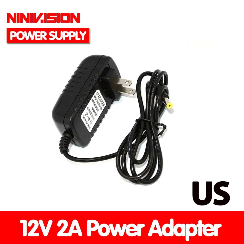 Universal AC 100-240V US Plug For DC 12V 2A 24W Power Supply Adapter Charger For LED Strips CCTV Security Camera Top