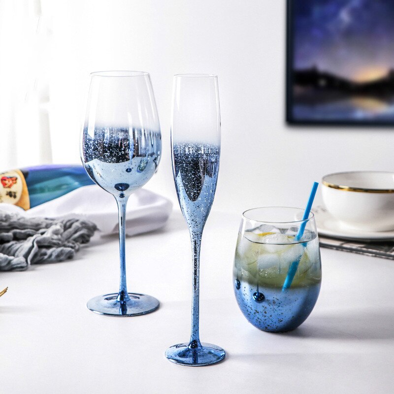 Verre à vin étoilé bleu de 159 à 540ml, verre en cristal sans plomb, tasse à vin rouge, jus de Champagne, de