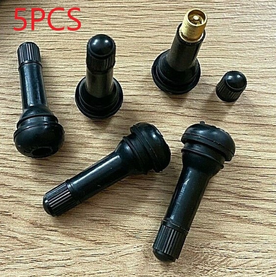 4/5 stk sort gummi  tr414 bil hjul dæk tubeless dæk dæk ventil stammer støvhætte hjul dæk dele bil auto tilbehør: Multi