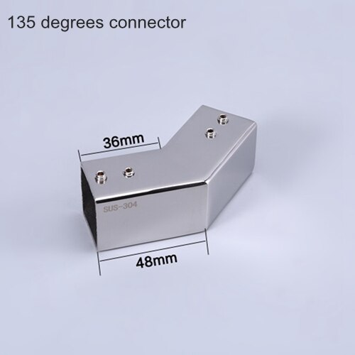 304 stainless steel Shower Room Parts Drawhead Rod Head Connector Glass Brace Strut Glass Clip Pipe Connection 25mm Square Tube: 135degrees connector
