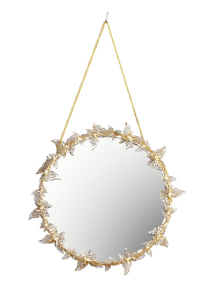 Stijlvolle Muur Spiegel Premium Gouden Vlinder Metalen Frame Opknoping Spiegel Schoonheid Vrouwen Vanity Spiegel Universele Voor Thuis Bruiloft