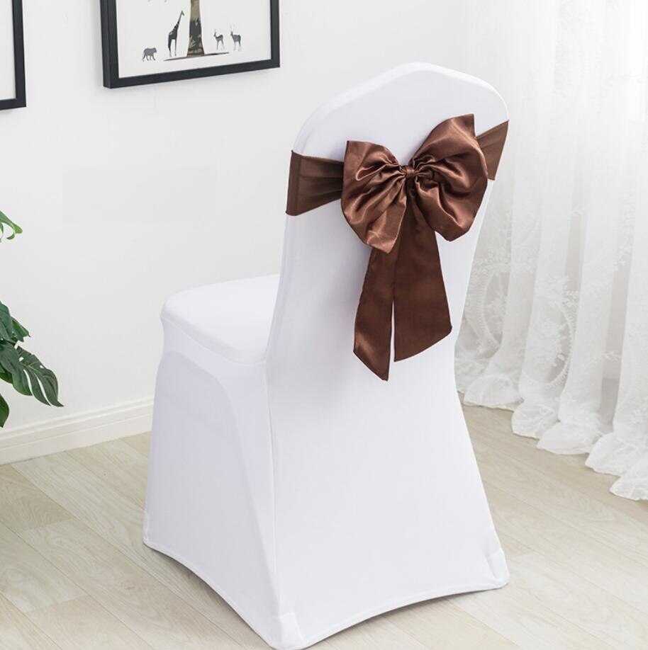 20 Colours Spandex Chair Sashes Wedding Chair Sashes Lycra Stretch Band Bow Tie Hotel Party Show Decoration On Universal: CHOCOLATE BROWN