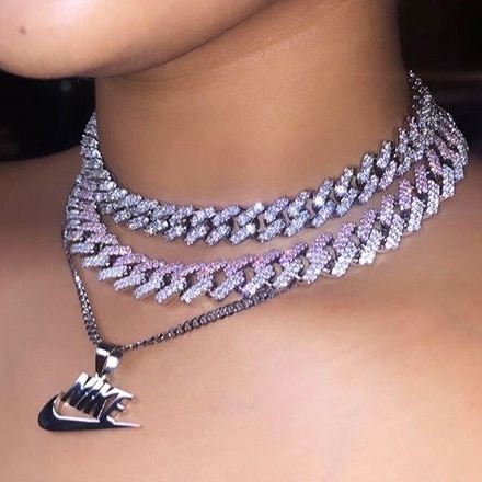 luxury Rock Iced Out hip-hop bling Bling wide Miami cuban link chain purple White cubic zirconia cz choker necklace Jewelry