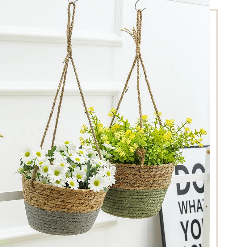 WINCEF-Pots de jardin pour plantes, panier en pot de fleurs, paille intérieure et extérieure, plusieurs