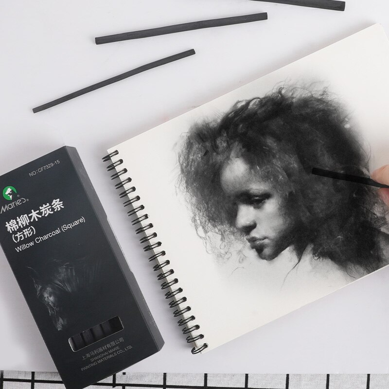 Marie's Charcoal Pencil Dibujo Profesional 15pcs B Sketch Charcoal Pencils Carboncillos Para Dibujo Lapices Dibujo Profesional