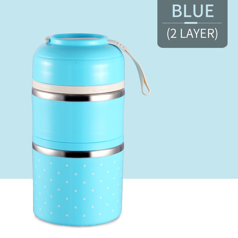 Leuke Japanse Thermische Lunchbox Lekvrije Rvs Bento Box Kids Draagbare Picknick School Voedsel Container Keuken Benodigdheden: Blue 2 Layers