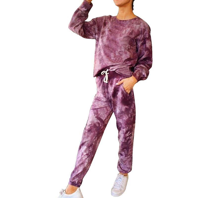 Træningsdragt kvinder tøj todelt sæt bukser og top tie dye lounge wear ropa mujer sommer ensemble femme 2 stykker sweat drags: Farve 4 / M