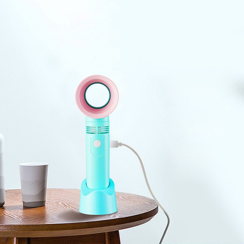 Usb lille blæser håndholdt studerende kollegie bladløs tiktok bærbar elektrisk blæser net rød sommerhus essentials ventilator: Himmelblå