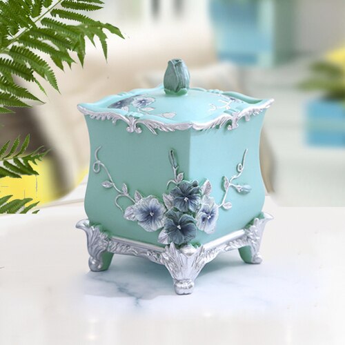 Caixa de resina para cotonetes, decoração criativa europeia para casa, caixa de armazenamento de móveis para casa: h