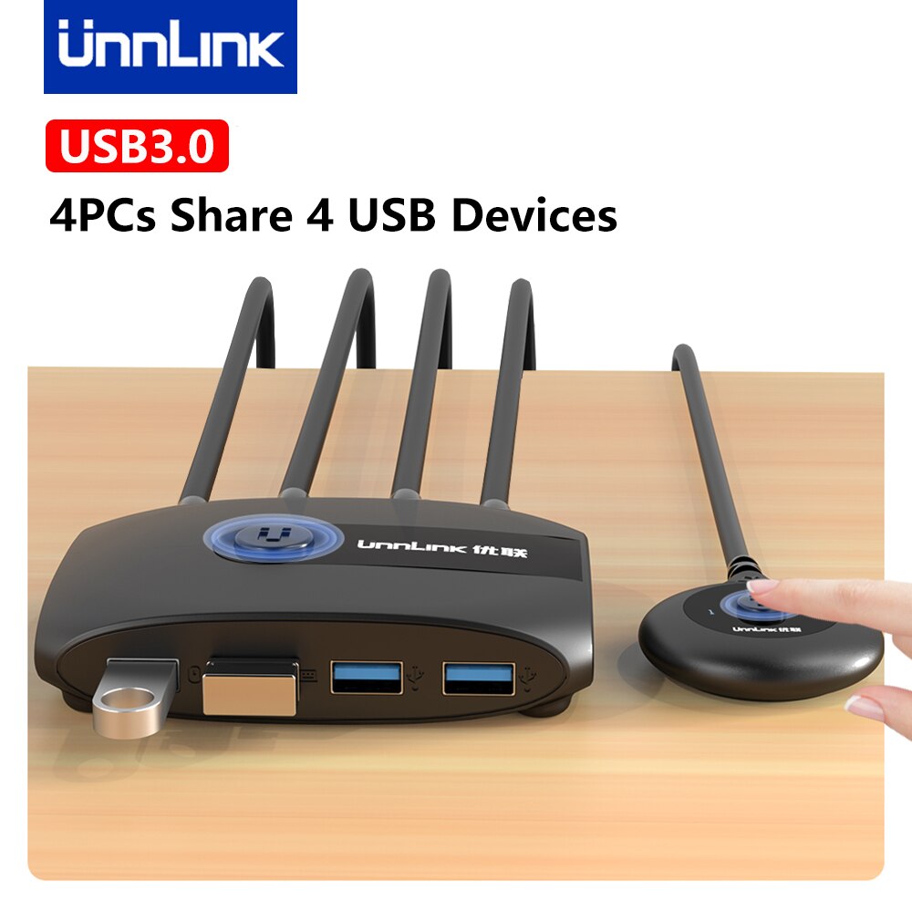 Unnlink KVM Switch USB 3.0 Switcher With Extender 4 PCs Computers Sharing 4 USB Devices for Keyboard Mouse Printer U Disk