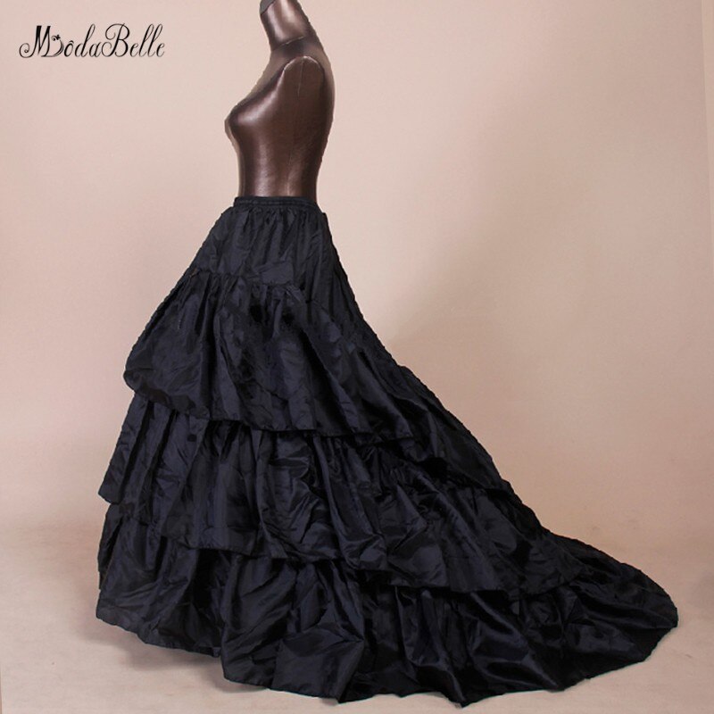 modabelle White 3 Hoops Wedding Petticoats Ruffles Petticoat Tutu Long Black Petticoat Woman Enagua Para Vestido De Novia