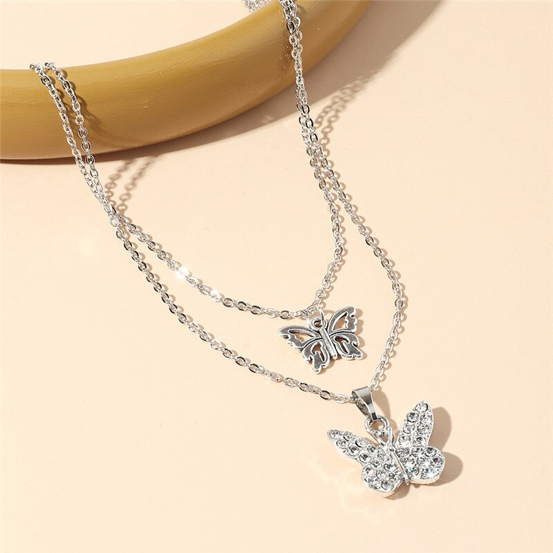 Ketting Multilayer Vlinder Stalen Schijf Gouden Hanger Ketting Voor Vrouwen Trend Vrouwelijke Sieraden Kraag