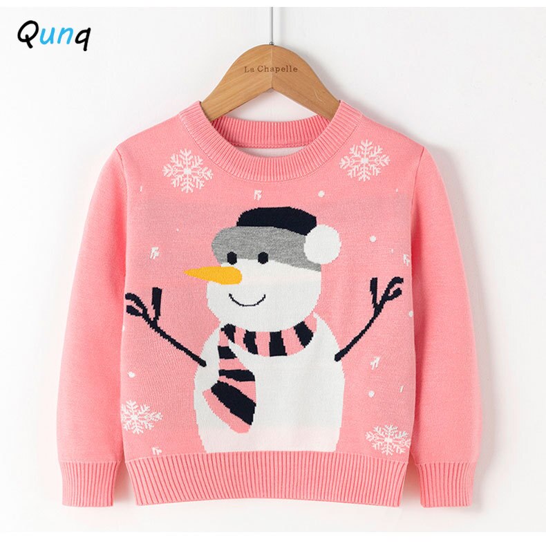 Snowman Pattern Girls Sweater 2 3 4 5 6 Year Old Baby Toddler Children Knitting Tops Clothes Fall Winter Christmas Kids Pullover