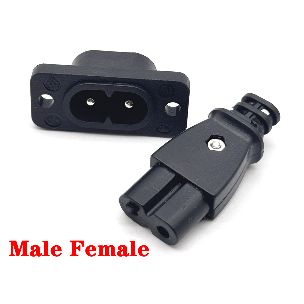 1/3 Stuks C8 mannelijke stopcontact C7 vrouwelijke plug stopcontact ingebedde elektrische connector connector 35mm * 15mm AC 2.5A 5A 250v: Lavendel / 10-19 Stks