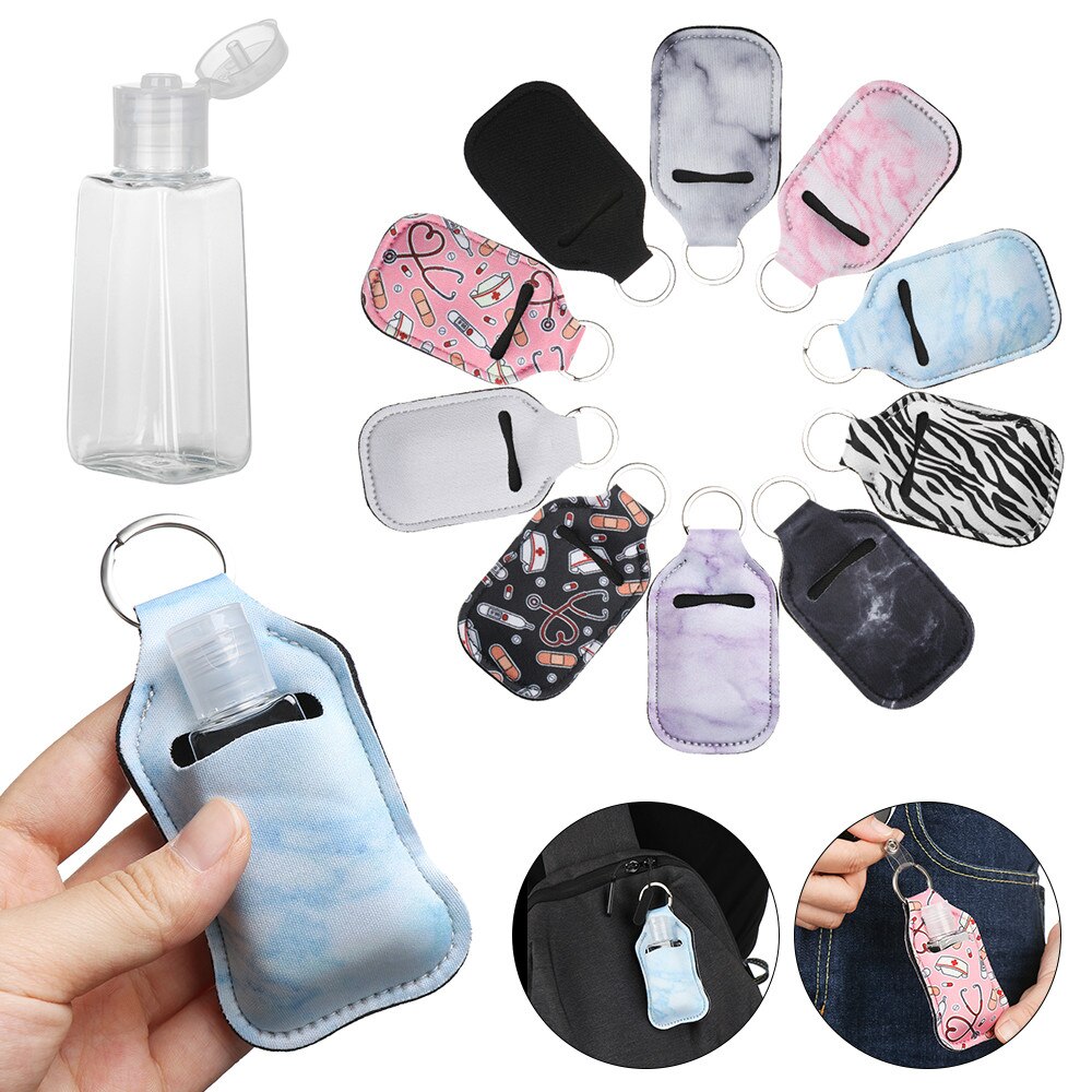 1PC 30ml Empty Hand Sanitizer Bottle Mini Portable Travel Silicone Disinfect Gel Bottles Refillable Bottles with Keychain Ring